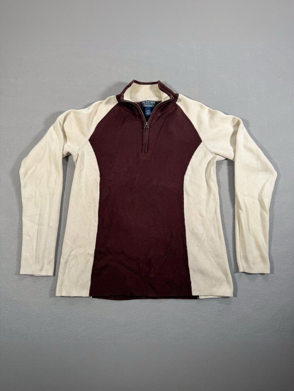 Polo Ralph Lauren Cream Quarter Zip Colorblock Sweater XL